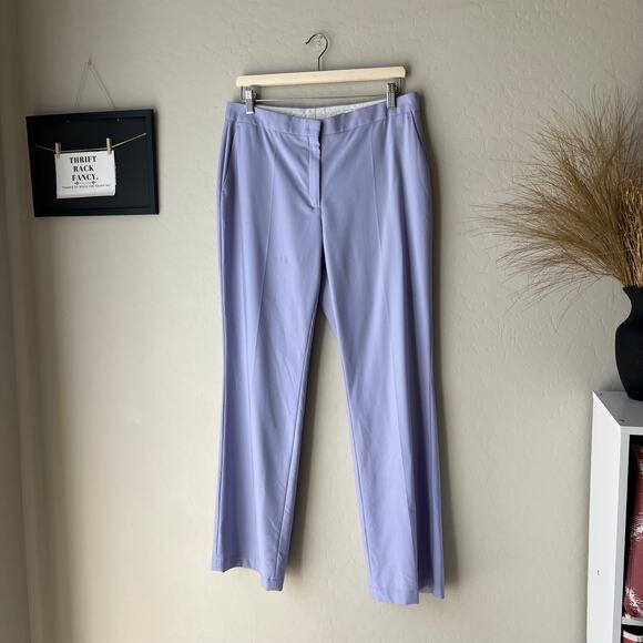 Another Tomorrow Lilac Purple Merino Wool Straight Leg Classic Trouser Pants 10 - Picture 3 of 12